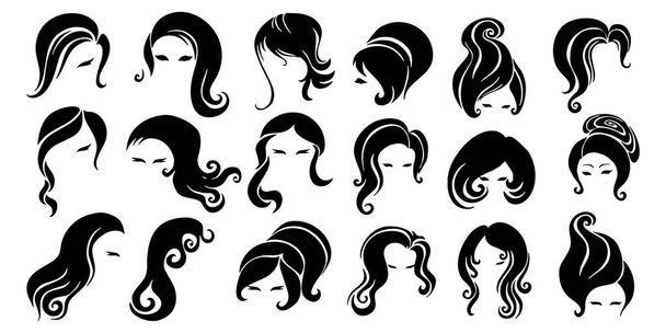 Девушки мода набор волос векторная иллюстрация белый фон
 - Вектор,изображение
