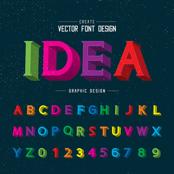 3D Font color and alphabet vector, Diseño de letra de tipo de idea de escritura, Script Graphic text on background
 - Vector, Imagen