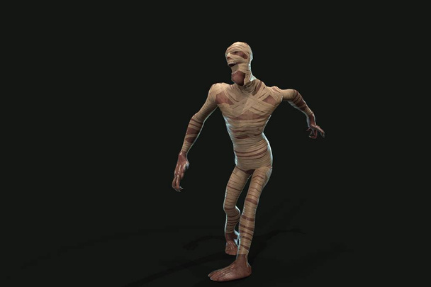 Fantasy karakter Múmia - 3d render, sötét háttér - Fotó, kép