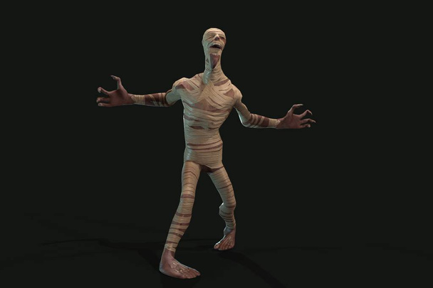 Fantasy karakter Múmia - 3d render, sötét háttér - Fotó, kép