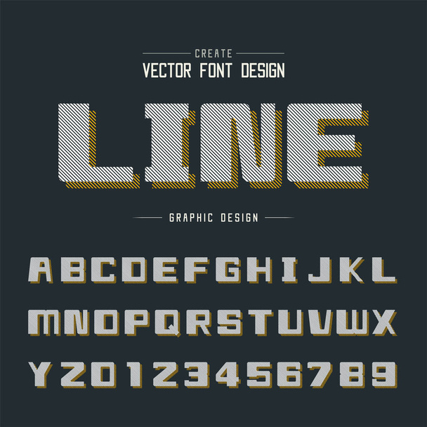 Line Font Shadow i Bold wektor alfabetu, Square typeface litera i projekt numeru na tle - Wektor, obraz