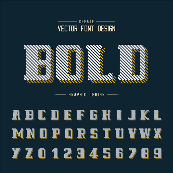 Line Font Shadow and Bold vector alfabeto, Script e design de número, Texto gráfico sobre fundo
 - Vetor, Imagem