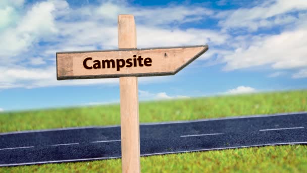 Street Sign the Way to Campsite - Footage, Video