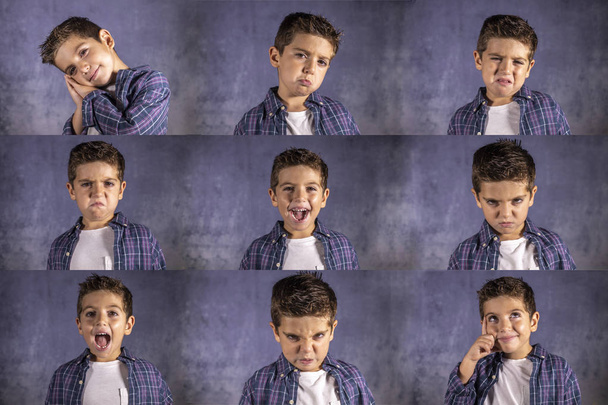 mehrere Ausdrücke eines Kindes auf einem einzigen Foto - Foto, Bild