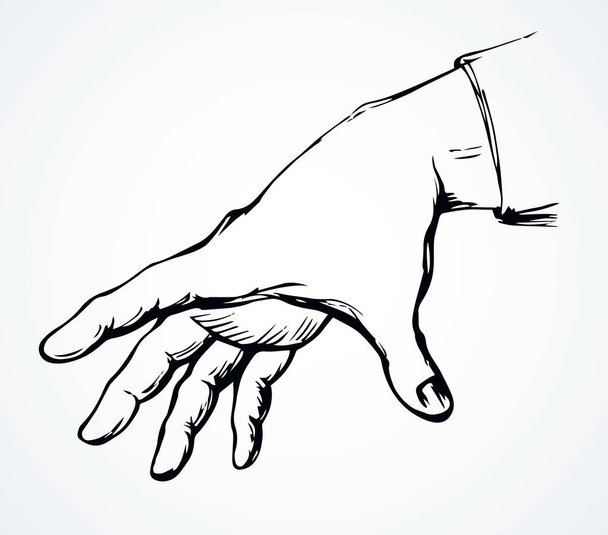 Een hand wordt uitgestrekt om te nemen. Vectortekening - Vector, afbeelding