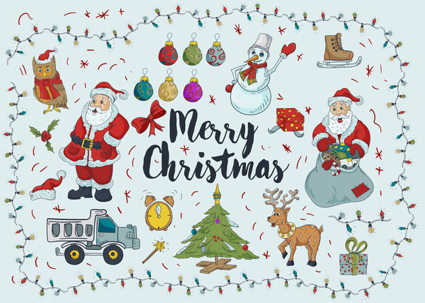 Νέο έτος Χριστούγεννα μεγάλο χρώμα περίγραμμα εικονίδιο που για το σχεδιασμό διακόσμηση - Διάνυσμα, εικόνα