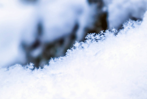 Hintergrund ist Neuschnee. natürlicher Winterhintergrund. Schneebeschaffenheit - Foto, Bild