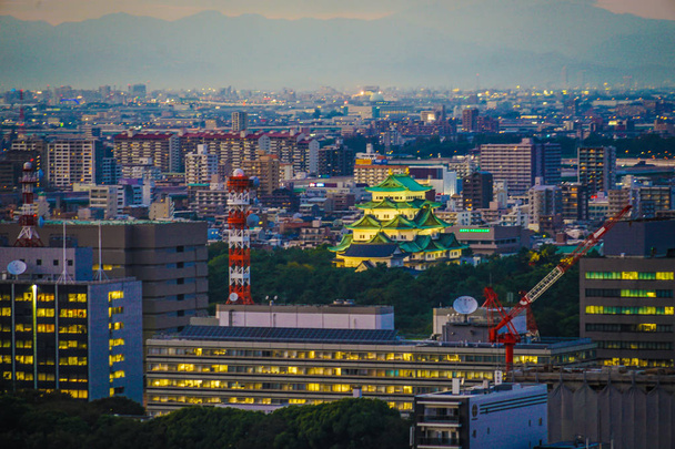 Nagojský hrad viditelný z observatoře Nagojské televizní věže - Fotografie, Obrázek