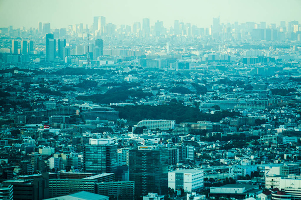 A Minato Mirai estéje a Yokohama Landmark Toronyból látható - Fotó, kép