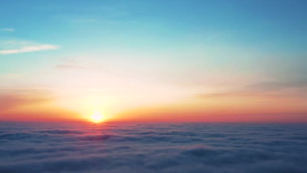Aerial video dawn over the clouds drone shot - Footage, Video