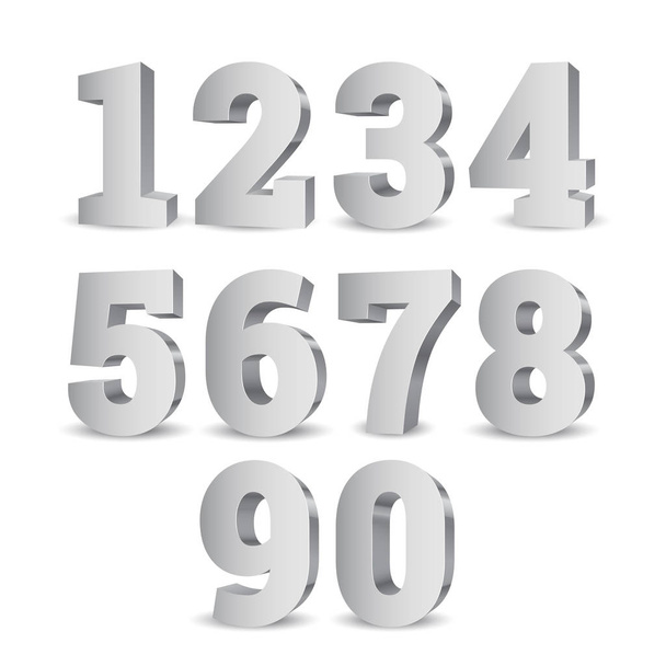 Silver 3d numbers. - Vektor, kép