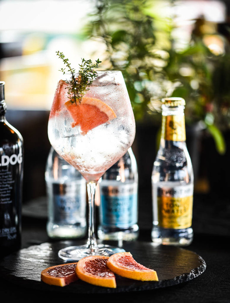 tonic gin beverage with fresh fruits & spices - Foto, immagini
