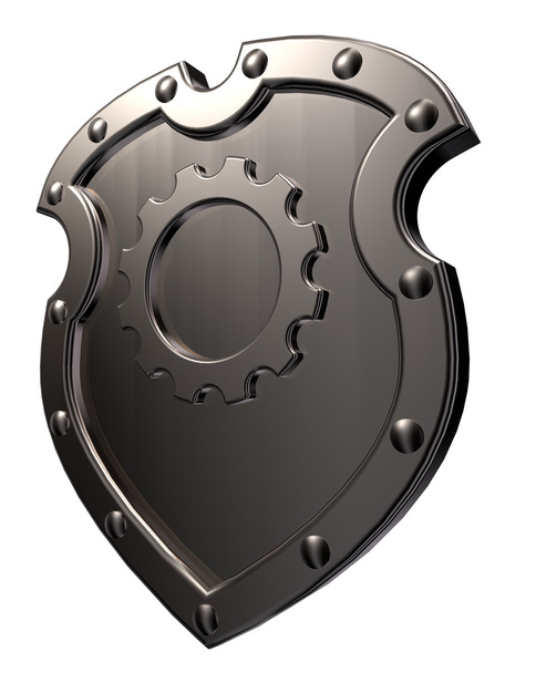shield with gear wheel - Φωτογραφία, εικόνα