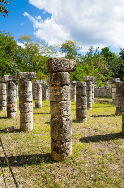 Mexico, Yucatan - February 17, 2018: Chichen Itz, Yucatn. Ruins of the Warriors temple. Originally created with One Thousand columns - Photo, image