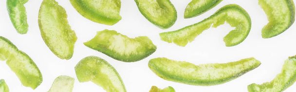 top view of green sugary candied fruit isolated on white, panoramic shot - Fotografie, Obrázek