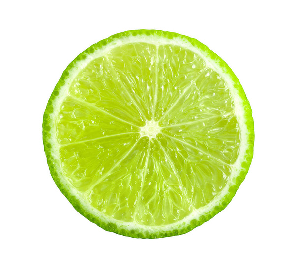 Juicy slice of lime isolated on white - Photo, Image