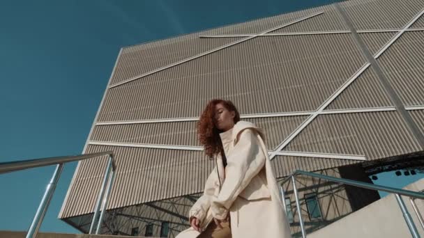 Young Redheaded Girl. Urban Fashion Concept. - Filmmaterial, Video