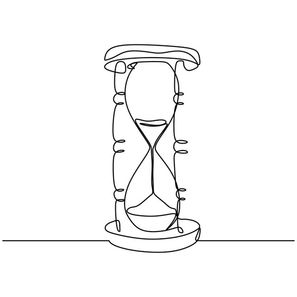Continuous one line drawing of hourglass or sand clock vector. Minimalism design of traditional timer tools isolated on white background. - Wektor, obraz