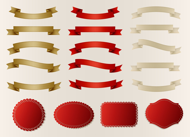 Set of retro ribbons, labels, stickers and tags. Vector illustra - Vettoriali, immagini