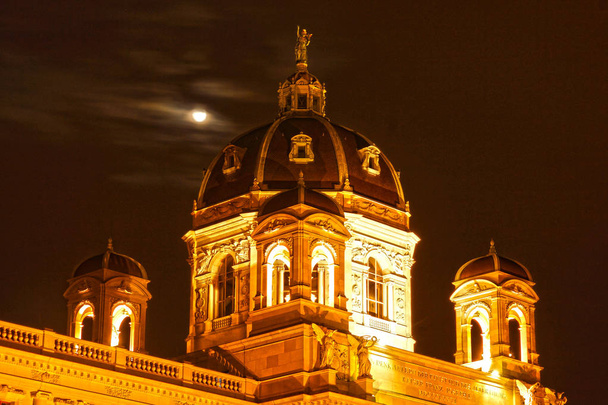 Vienna Art History Museum and the moon (Austria) - Photo, Image