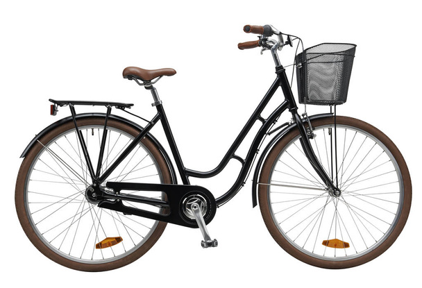 Musta Urban City Bike Eristetty valkoisella taustalla. Polkupyörä
 - Valokuva, kuva