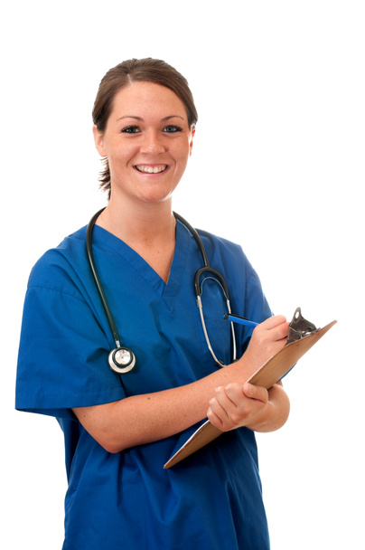 聴診器とクリップボード isol 女性看護師 - 写真・画像