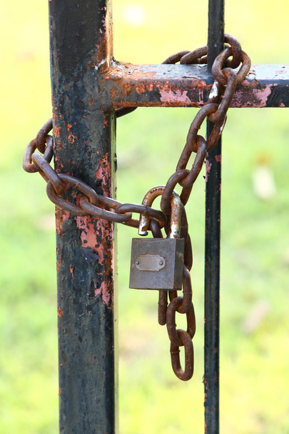 Antique key and chain - Фото, изображение