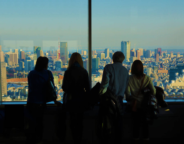 Ludzie widok na tokijski krajobraz miasta - Zdjęcie, obraz