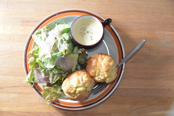 close up of fresh salad on the plate  - Fotoğraf, Görsel