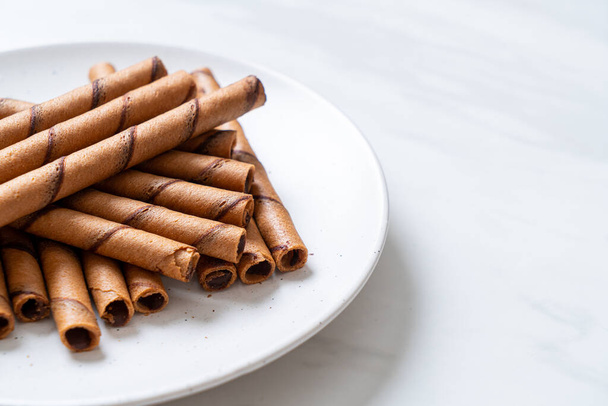 coffee wafer stick roll with cream - Foto, Imagen