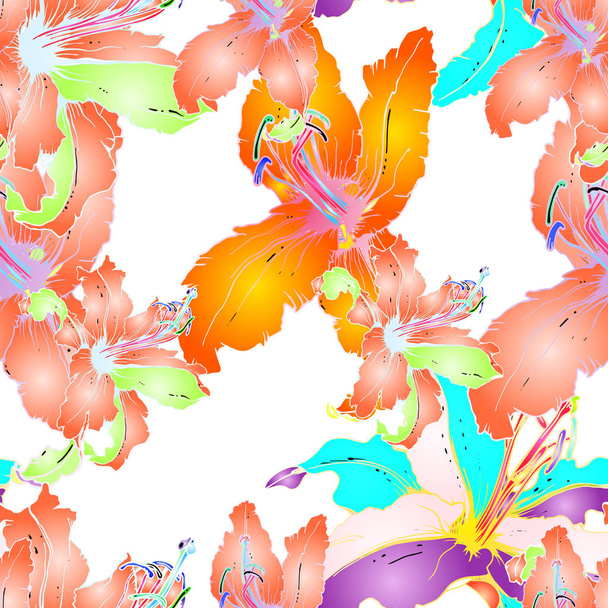 Artistic Floral Seamless Pattern. Colorful  - Vecteur, image
