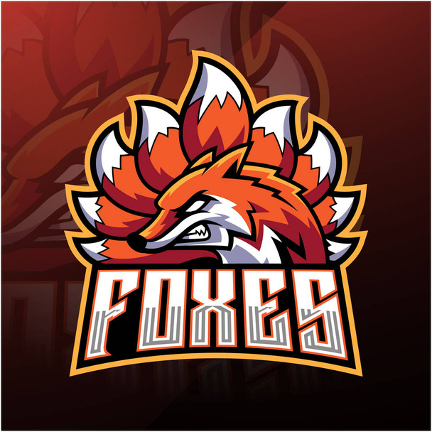 Foxes esport mascote logotipo design - Vetor, Imagem