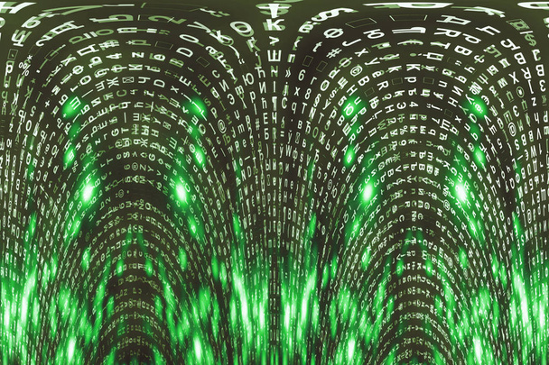 Matrice verte fond numérique, concept de cyberespace déformé
 - Photo, image