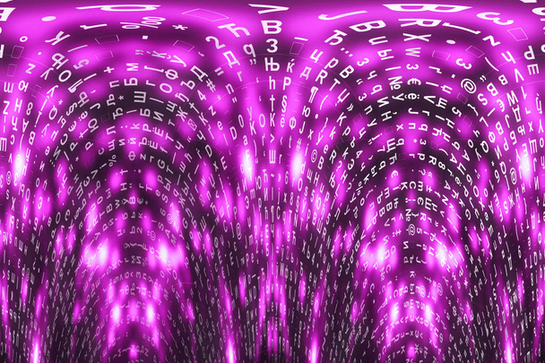 Pink matrix digital background, distorted cyberspace concept - Photo, Image