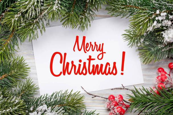 Christmas card and fir tree branch - Φωτογραφία, εικόνα