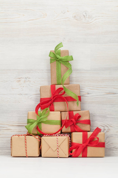 Christmas card with various gift boxes - Φωτογραφία, εικόνα