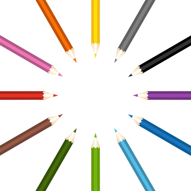 色鉛筆は隔離された背景に置かれる。教育ベクトル図 - ベクター画像