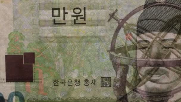 Zuid-Koreaans bankbiljet in transparantie - Video