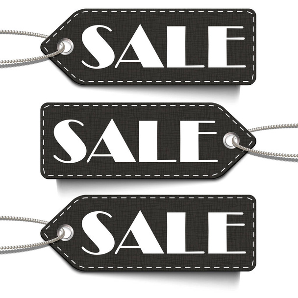 Black sale tags set. Tags of sale isolated - Вектор,изображение
