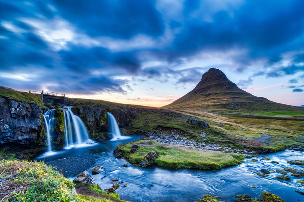 Islandia Paisaje Verano Panorama, Kirkjufell Montaña al anochecer w
 - Foto, imagen