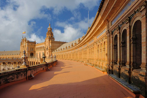 Sevilla, Španělsko. Španělské náměstí Plaza de Espana  - Fotografie, Obrázek