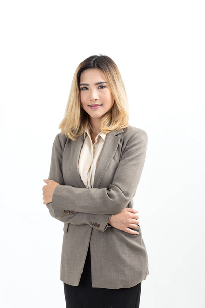 portrait young asian business woman on white background - Foto, imagen