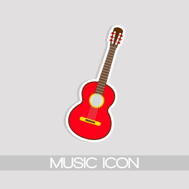 Punainen meksikolainen kitaramelodia. Vektori eristetty kuva valkoisella taustalla. Musiikki kuvakkeet ja melodia malli
 - Vektori, kuva
