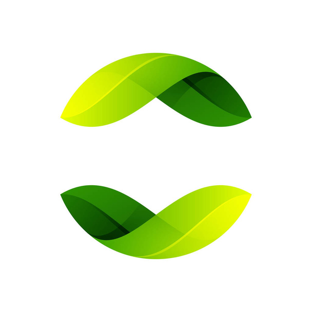 Ecology sphere logo formed by twisted green leaves. - Vector, Image