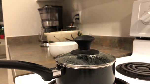 Boiling water in a pot. Bubbles entropy. - Imágenes, Vídeo