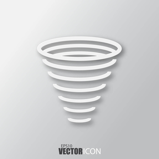 Tornado icon in white style with shadow isolated on grey backgro - Vector, Image