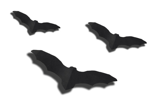 tres murciélagos de diferente tamaño aislados sobre fondo blanco
 - Foto, Imagen