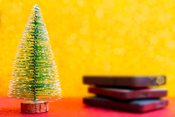 christmas tree with colorful background. - Foto, Imagen