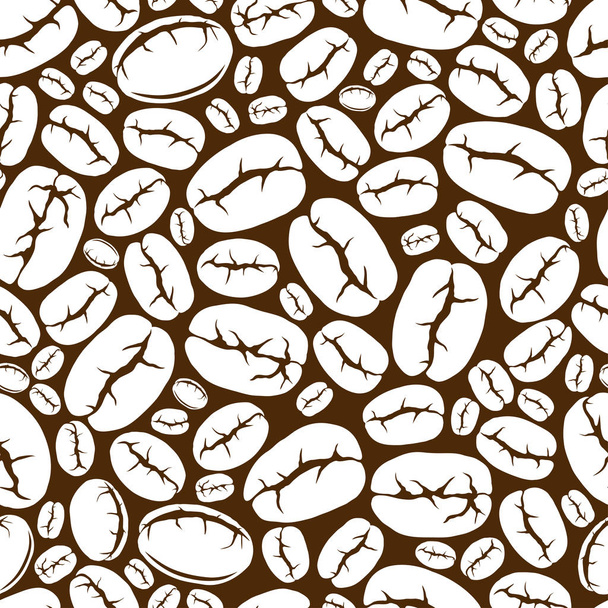 Kafe téma. Bílá kávová zrna bezešvé vzor - Vektor, obrázek