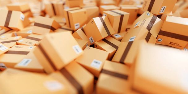 Infinite carton boxes, logistics and shipment industry concepts, - Foto, Imagem